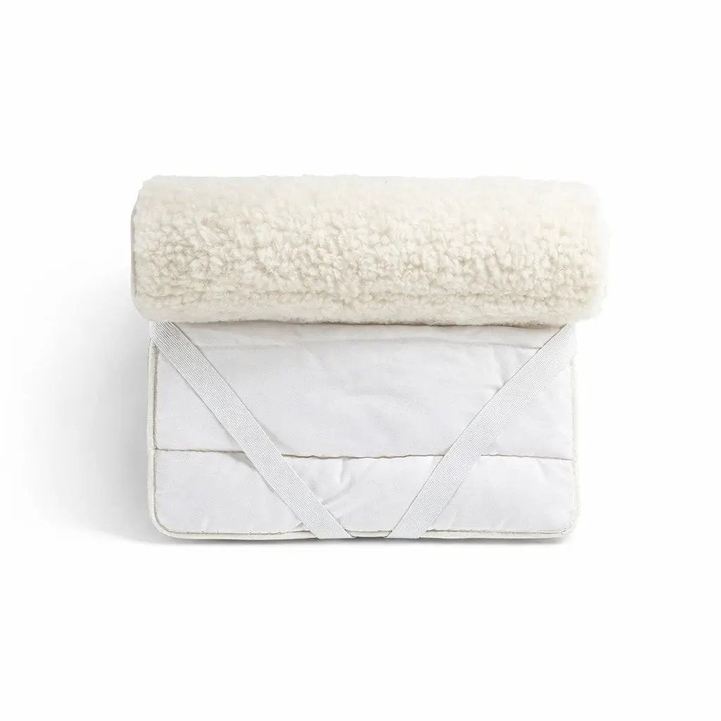 Surmatelas ALWERO Coni laine et coton, Citron Grenadine, blanc, avec sangles