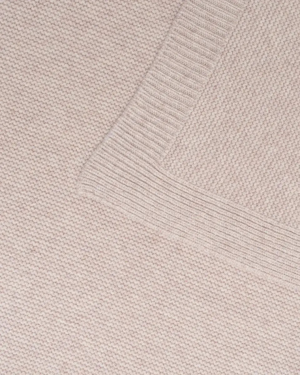 Katarina HVID plaid knit in soft beige with ribbed edge