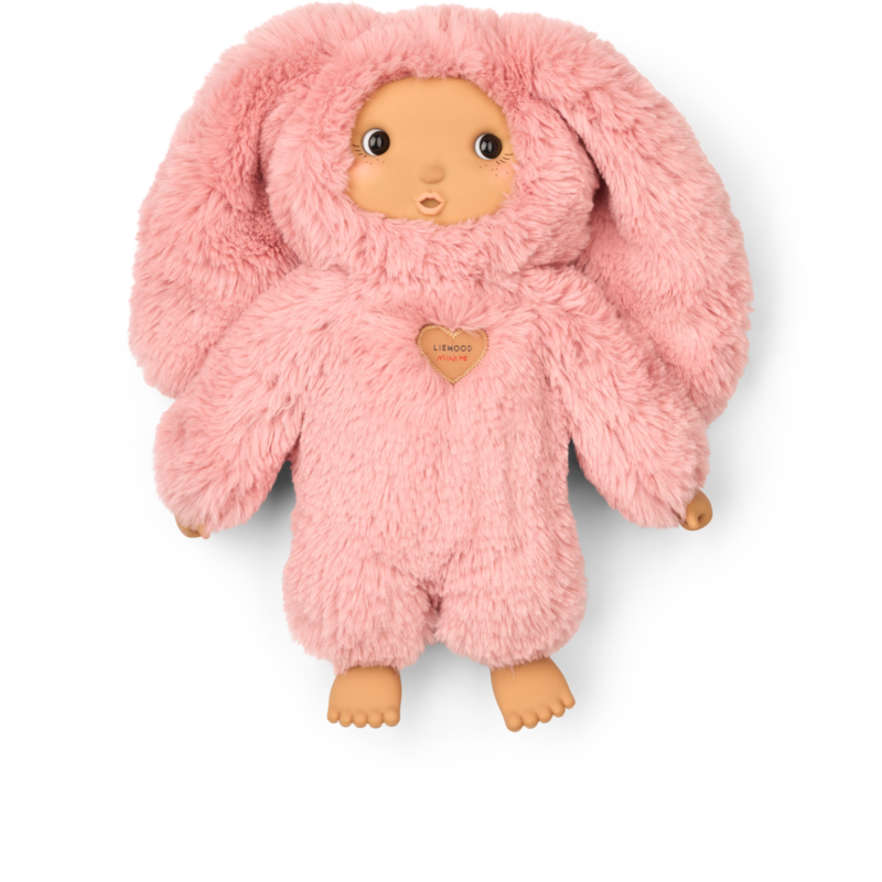Poupée peluche Miko rose blush, lapin en peluche rose avec grandes oreilles, badge cœur LIEWOOD