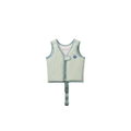 LIEWOOD dove swim vest for kids, mint striped with teal trim and front buckle strap.