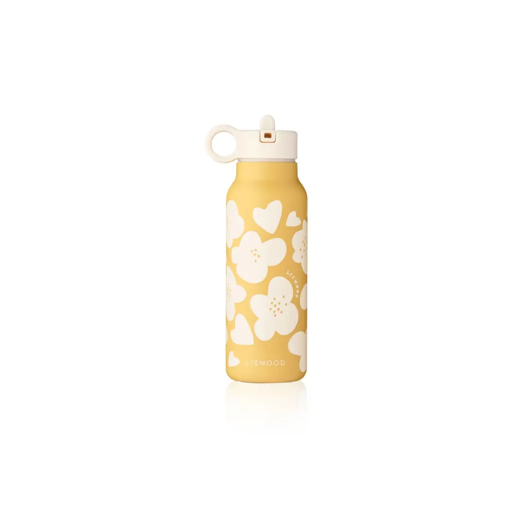LIEWOOD gourde 350ml water bottle with yellow floral print and cream cap