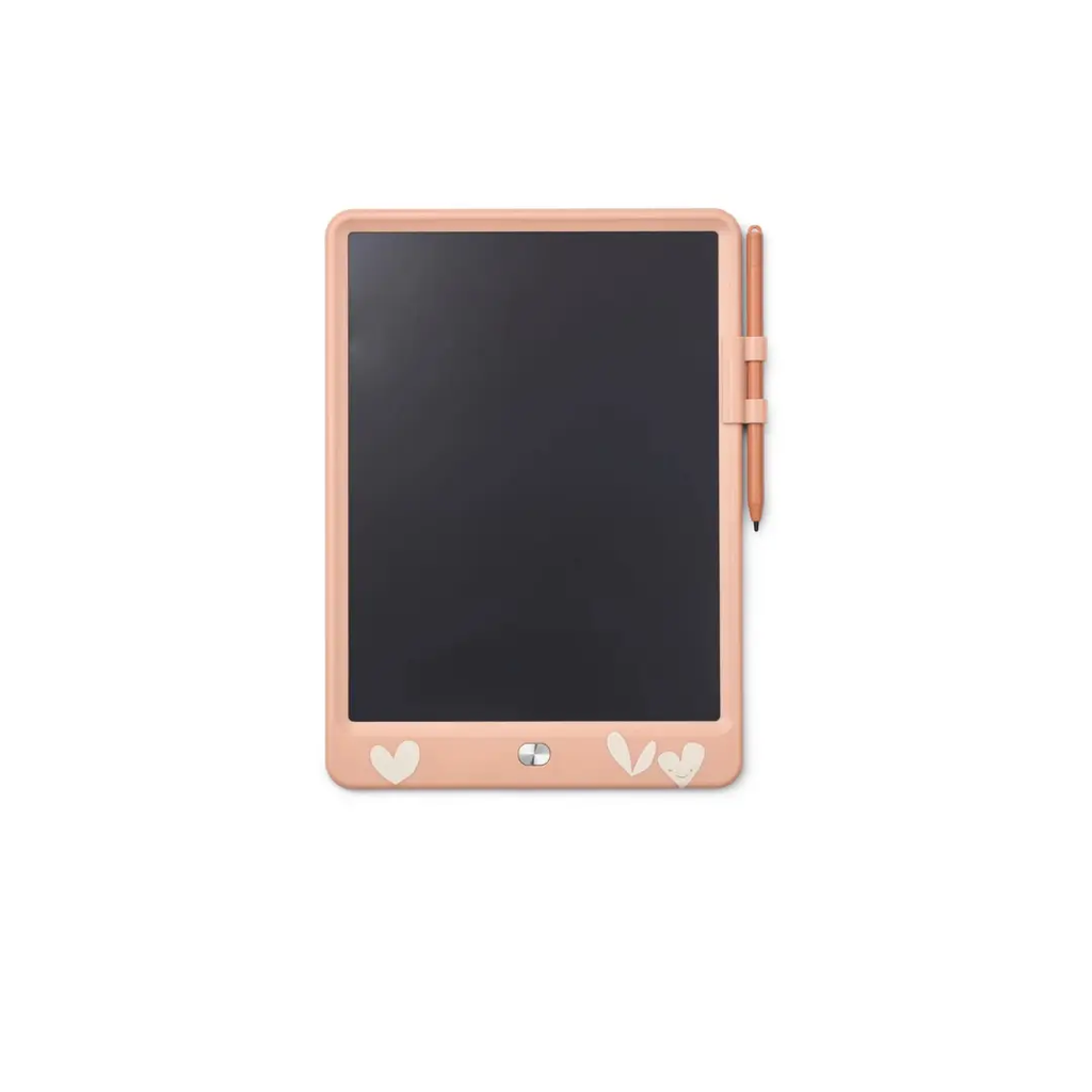 LIEWOOD tableau magique zora drawing tablet in pale tuscany pink with heart accents and included stylus