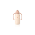 LIEWOOD 250ml sippy bottle with pink lid and dual handles; pale peach body with butterfly print