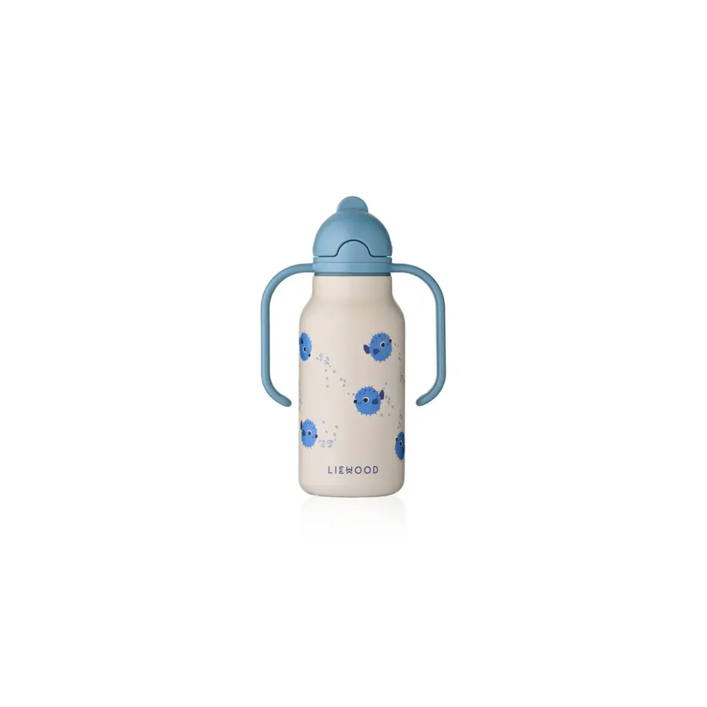 LIEWOOD 250ml water bottle Kimmie pufferfish sandy, blue lid and handles