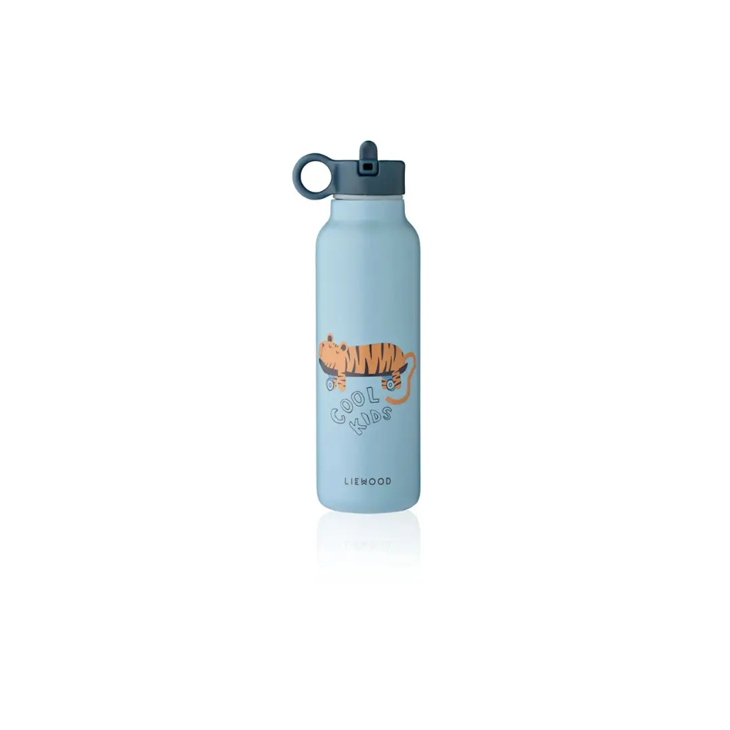Gourde LIEWOOD 500 ml bleu clair avec tigre graphique pour enfants, bouteille d’eau