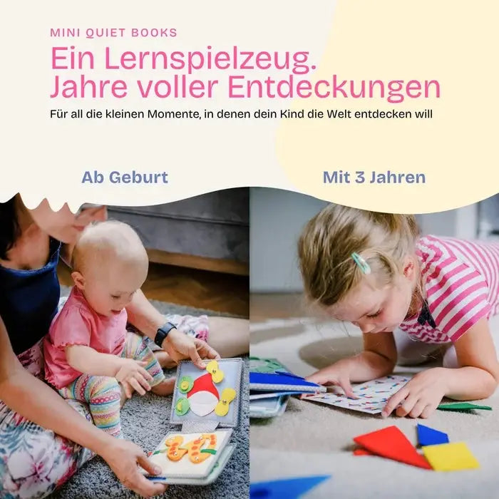 JOLLY DESIGNS livre d'éveil pour bébé - mini quiet book avec pages colorées et activités