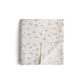 MUSHIE cotton gauze swaddle blanket, pink flowers, Citron Grenadine