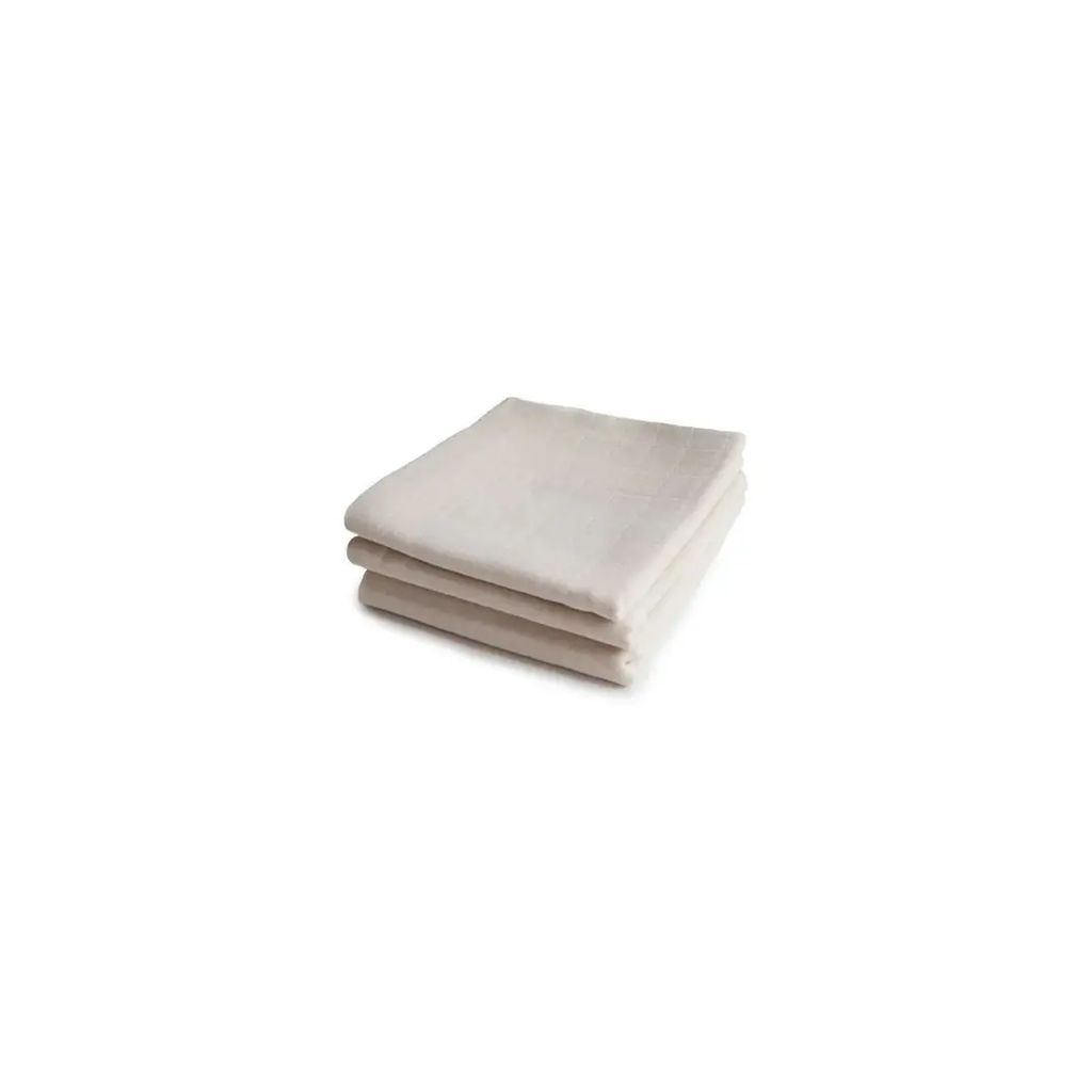 Mushie cotton gauze swaddle blankets 3-pack in fog