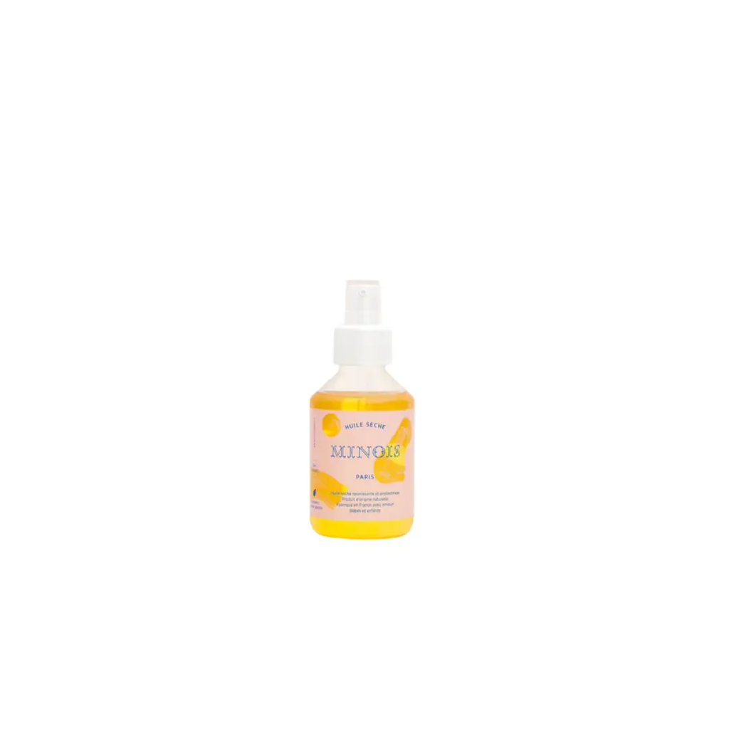 MINOIS huile sèche spray bottle with yellow oil, Citron Grenadine baby bathing