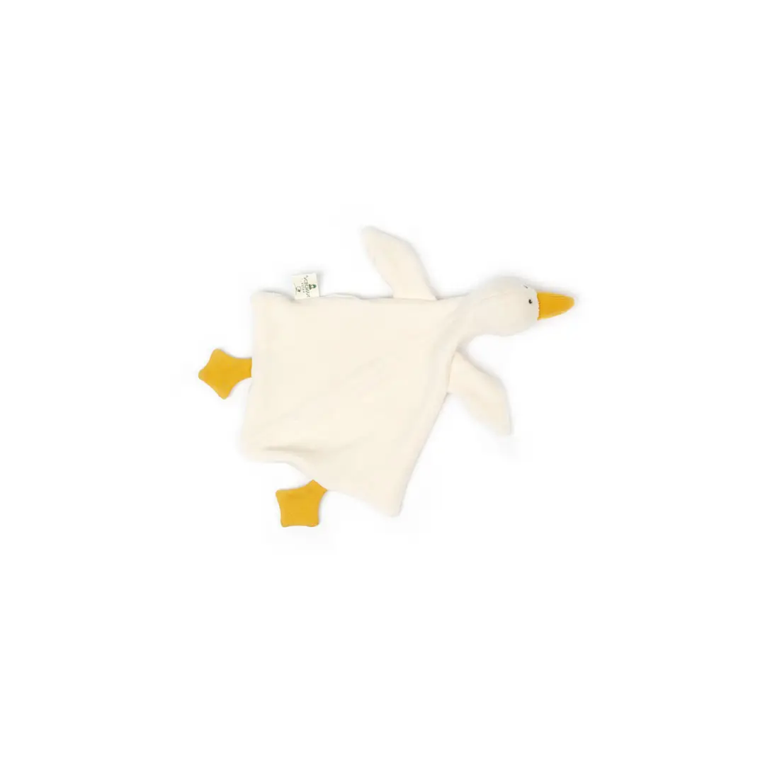 NANCHEN NATUR doudou oie plush toy; white goose with orange beak and feet, Citron Grenadine