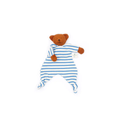 Doudou plat NANCHEN NATUR, ours à rayures bleues avec tête orange, Citron Grenadine