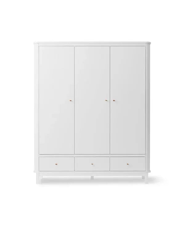 Garde-robe en bois blanc, 3 portes et 3 tiroirs, Citron Grenadine