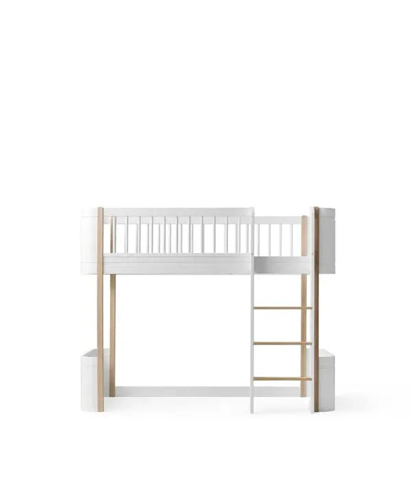 OLIVER FURNITURE WOOD mini+ lit mezzanine mi-haut blanc et chêne avec échelle