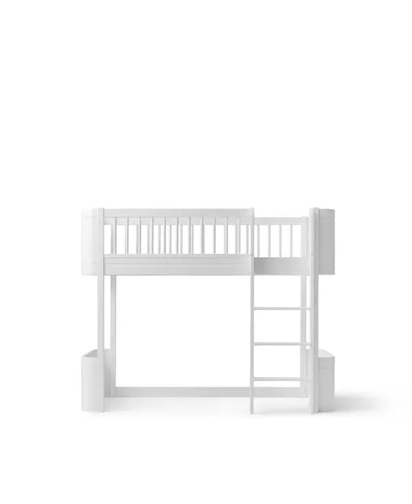 Lit mezzanine mi-haut blanc en bois OLIVER FURNITURE WOOD mini+ avec échelle
