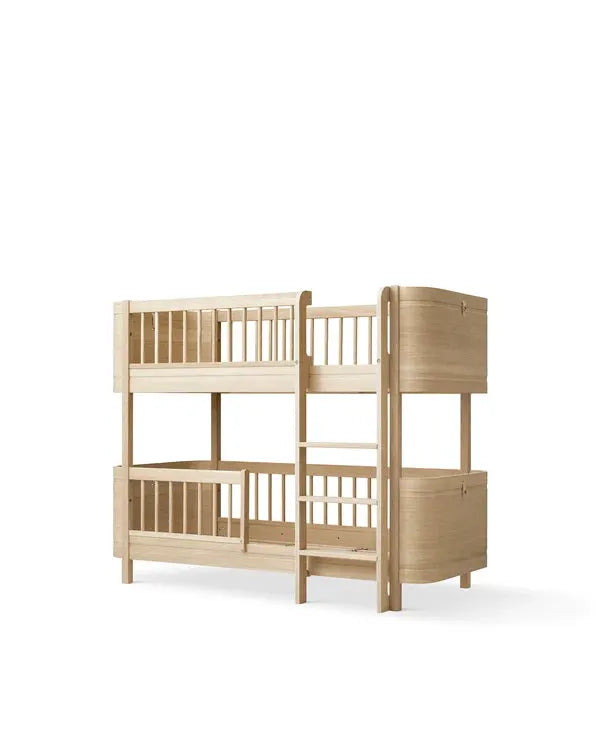 Lit superposé en bois chêne Oliver Furniture Wood Mini+ Citron Grenadine, 2 lits avec échelle et coffres de rangement
