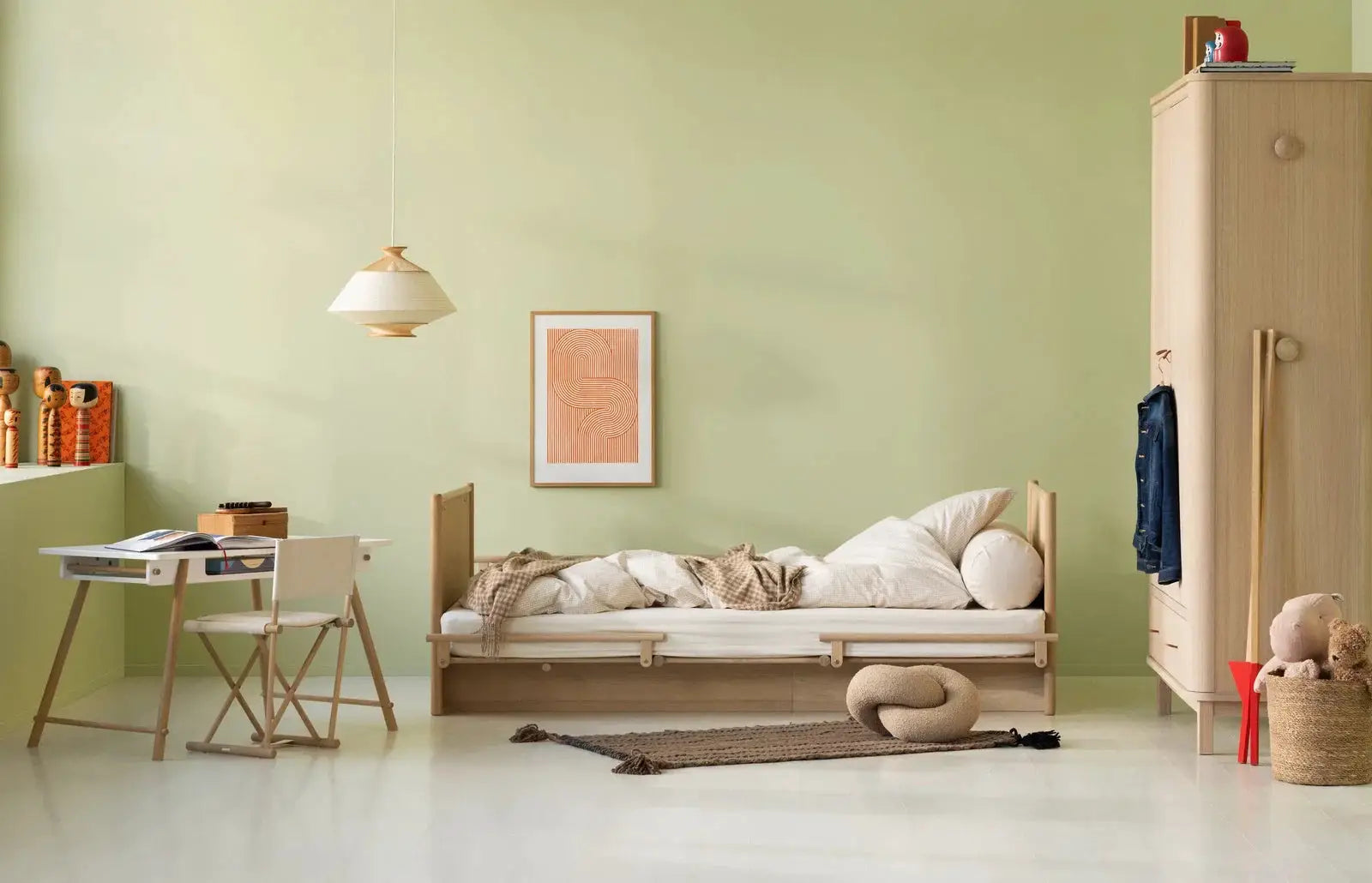 Lit bébé Camp Novel Oliver Furniture en chêne, cadre plateforme 60x120/120x200 cm