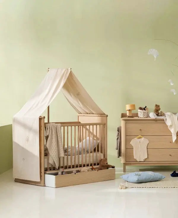 Flèche de lit pour lit bébé en bois de chêne naturel, Camp Novel, Oliver Furniture