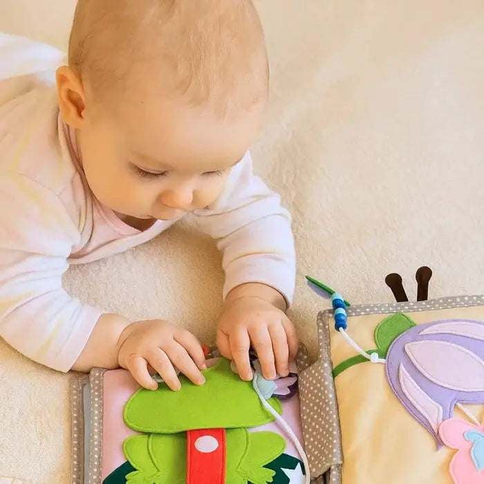 2 livres d'éveil en tissu pour bébé, JOLLY DESIGNS par Citron Grenadine, perroquets colorés sur pages interactives