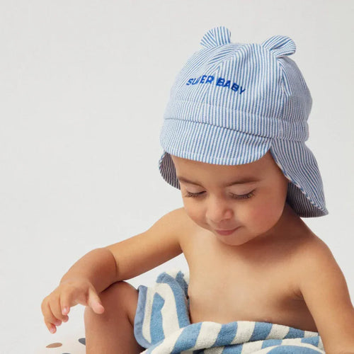 CHAMAYE chapeau super baby rayé bleu by Citron Grenadine