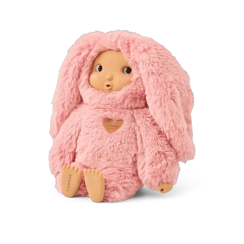 Liewood Miko Rosey pink bunny plush doll with fluffy fur