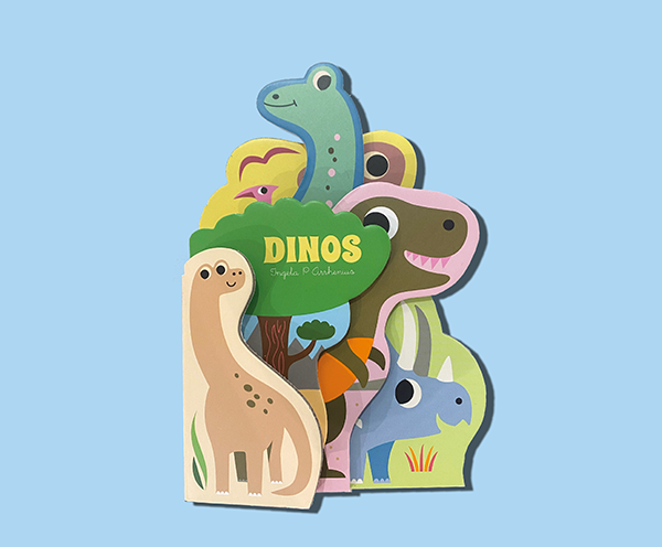 Livre MARCEL ET JOACHIM dinos 0+ par Citron Grenadine avec ensemble de dinosaures colorés en silhouettes