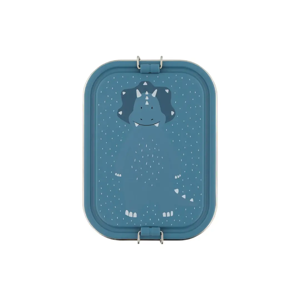 TRIXIE lunch box L with Mr Triceratops on a blue lid, metal latches