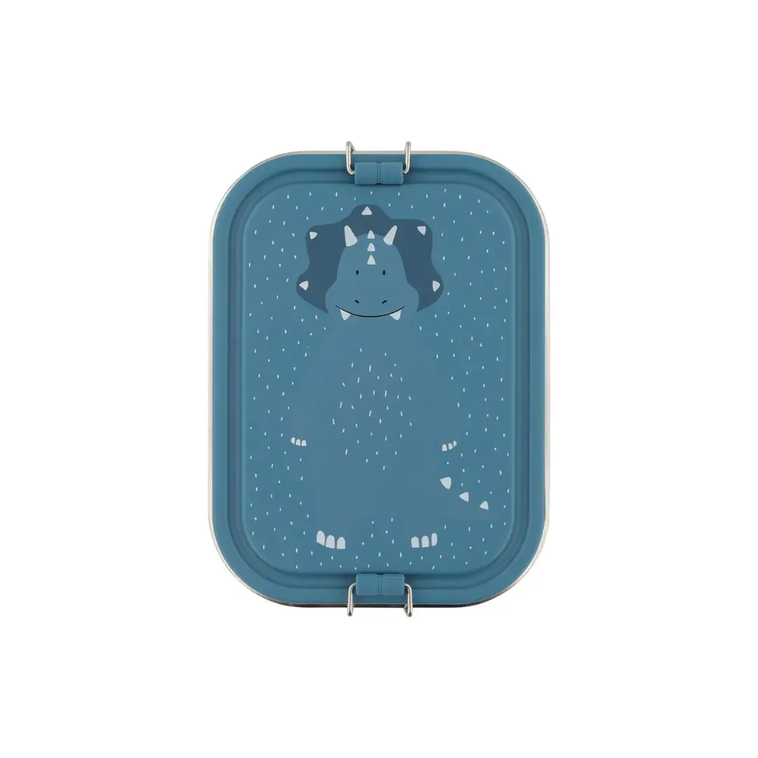 TRIXIE lunch box L with Mr Triceratops on a blue lid, metal latches