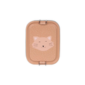 TRIXIE lunch box S by Citron Grenadine, coral pink with a cat-face lid and metal clasps.