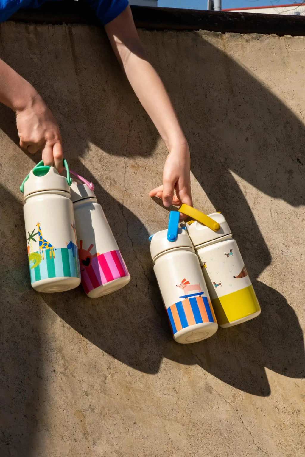 THE COTTON CLOUD gourde isotherme 420ml teckel — ensemble de bouteilles d’eau pour enfants avec motifs animaux.
