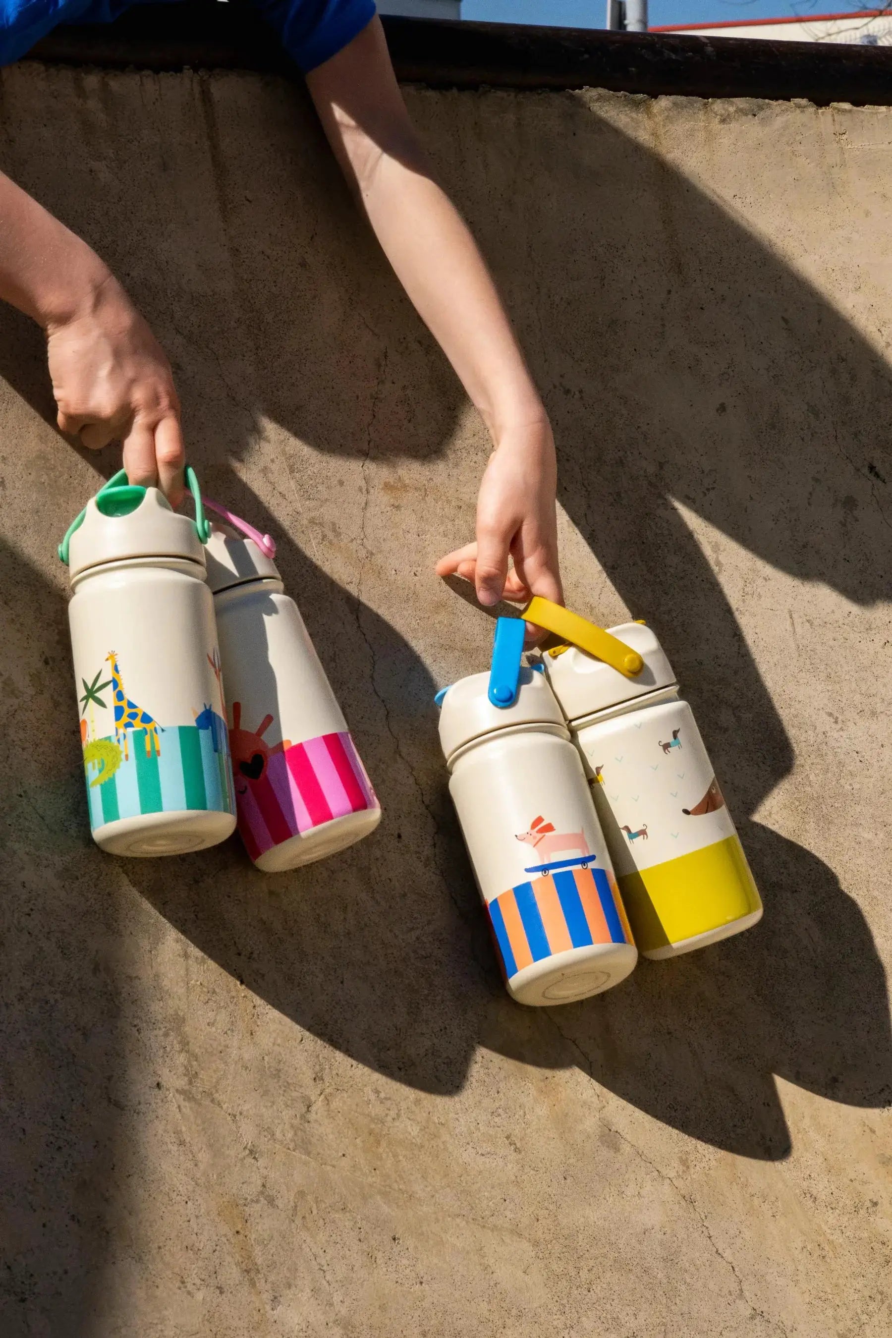 THE COTTON CLOUD gourde isotherme 420ml teckel — ensemble de bouteilles d’eau pour enfants avec motifs animaux.