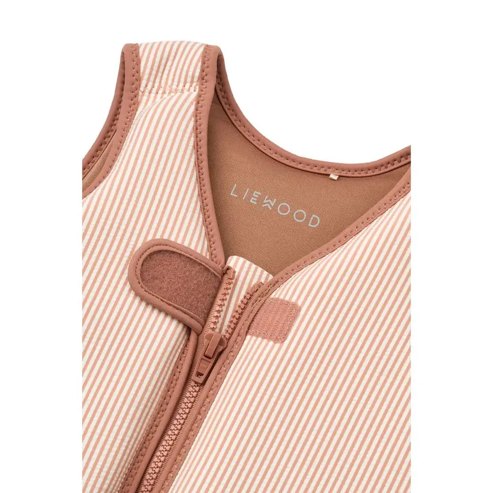 LIEWOOD stripe pale Tuscany creme swim vest with zipper and Velcro tab