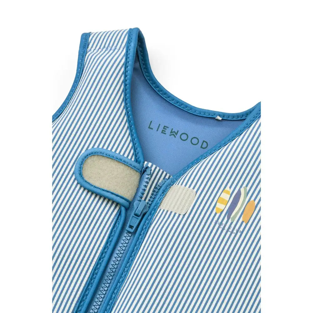 LIEWOOD dove swim vest striped riverside creme with blue trim