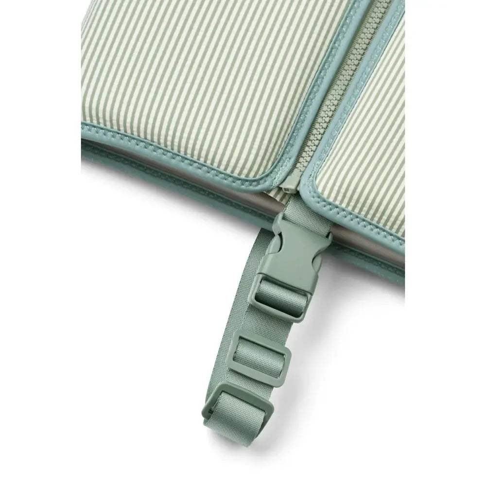 LIEWOOD dove swim vest peppermint sandy with mint striped fabric and green zipper