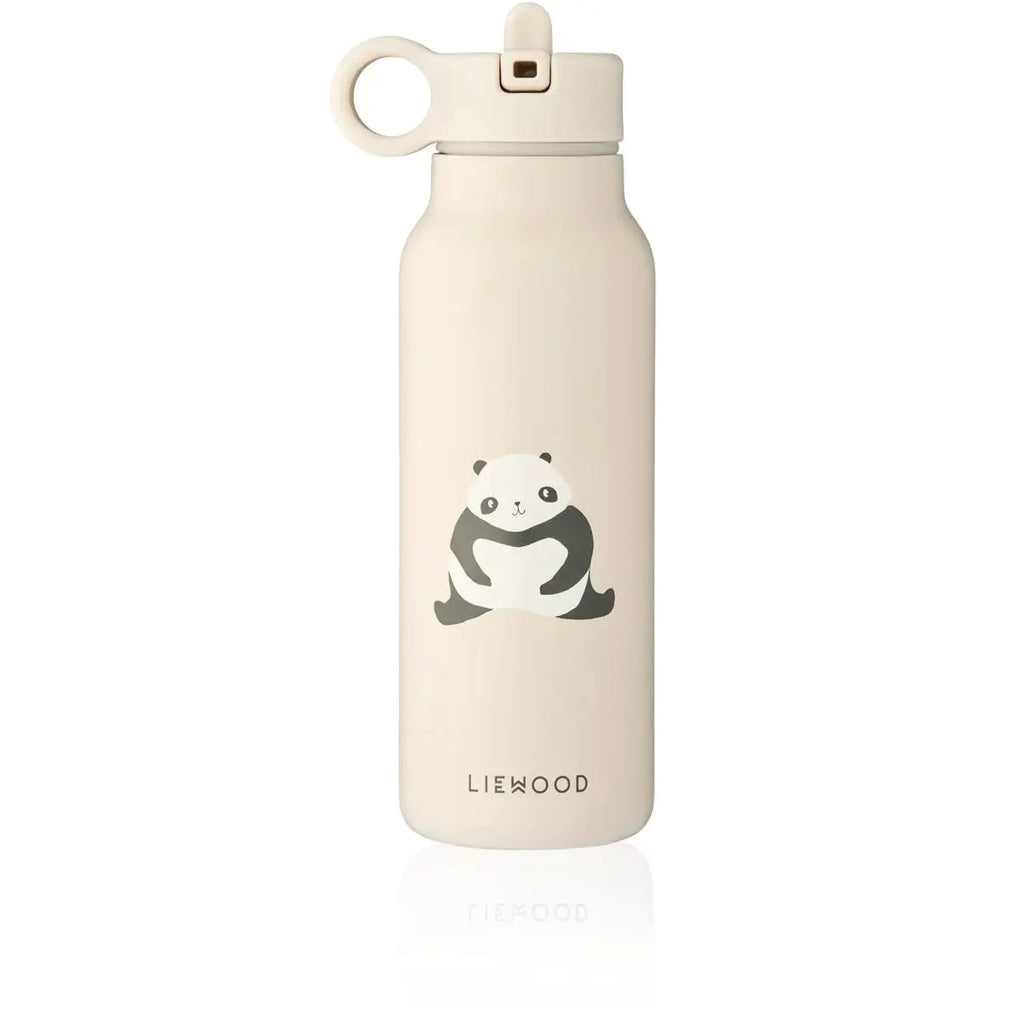 LIEWOOD 350ml water bottle with panda graphic, sandy beige color, loop lid