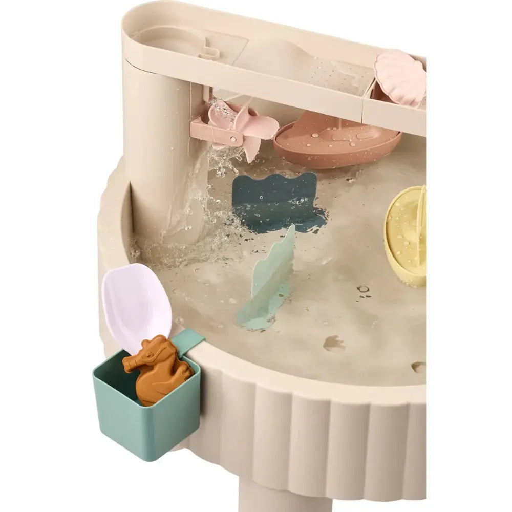 LIEWOOD table d'activités Sepp sandy multi mix for pretend play; beige base with pastel accessories and water features