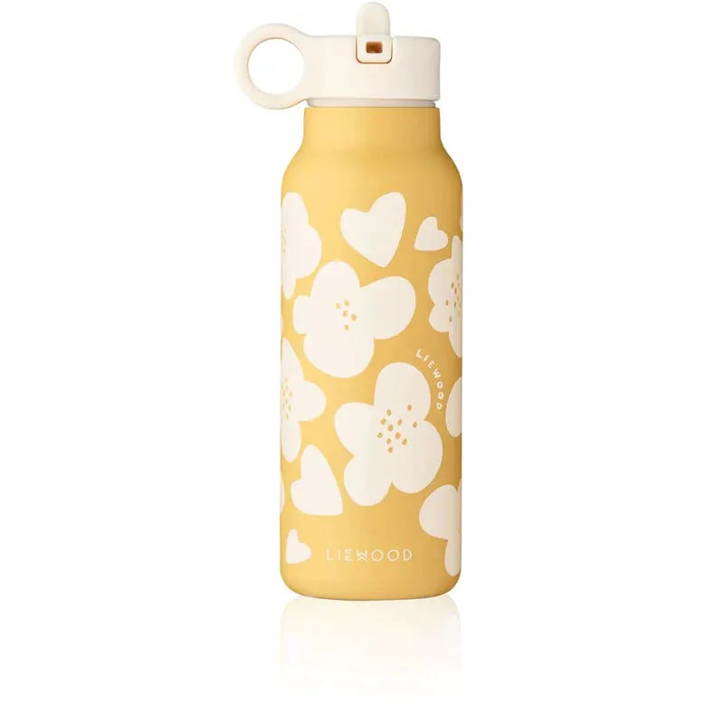 LIEWOOD water bottle 350ml with yellow floral pattern and beige cap