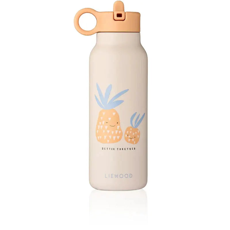LIEWOOD water bottle 350ml with pineapple motif, sandy beige, peach lid