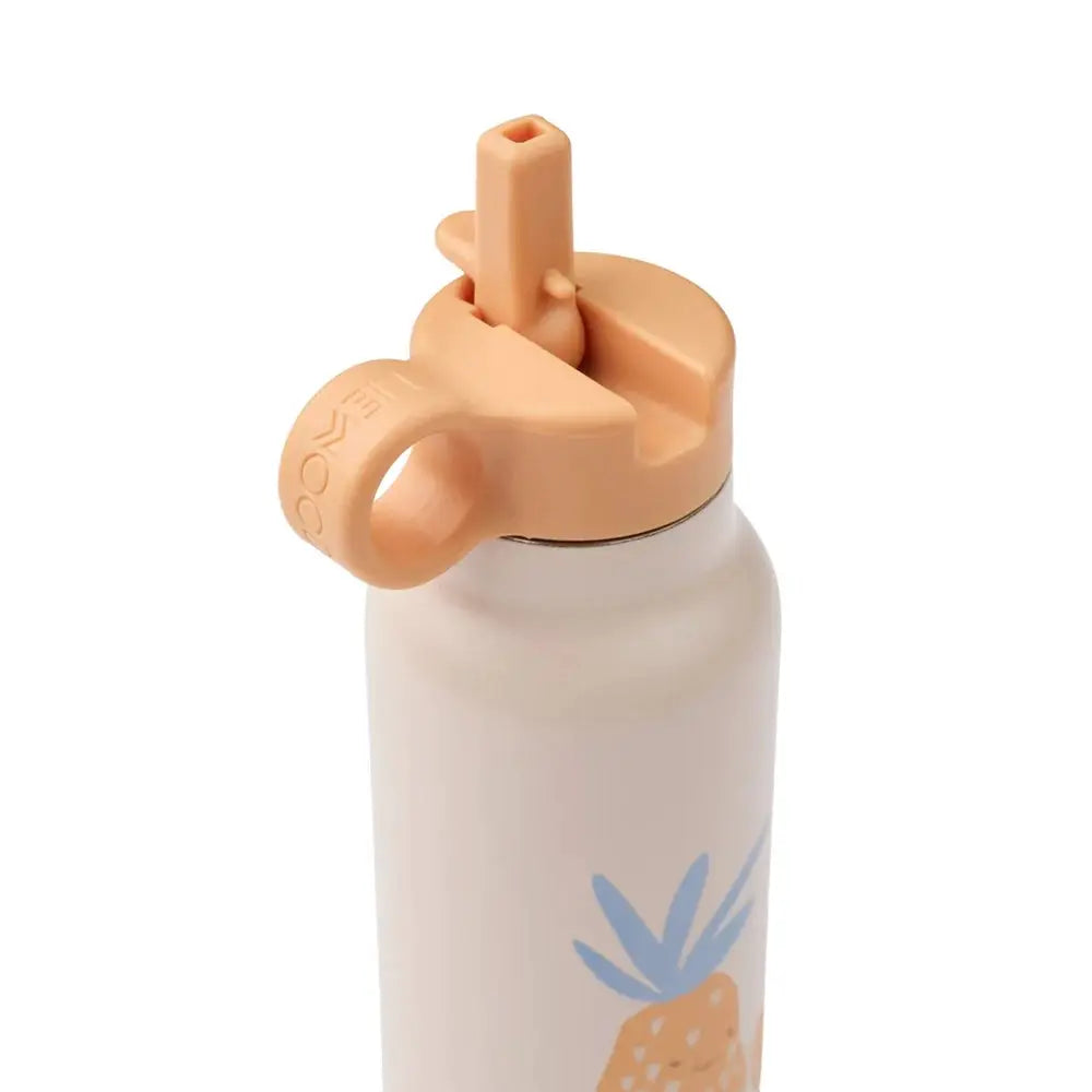 LIEWOOD gourde 350ml water bottle with pineapple graphic and peach-colored lid
