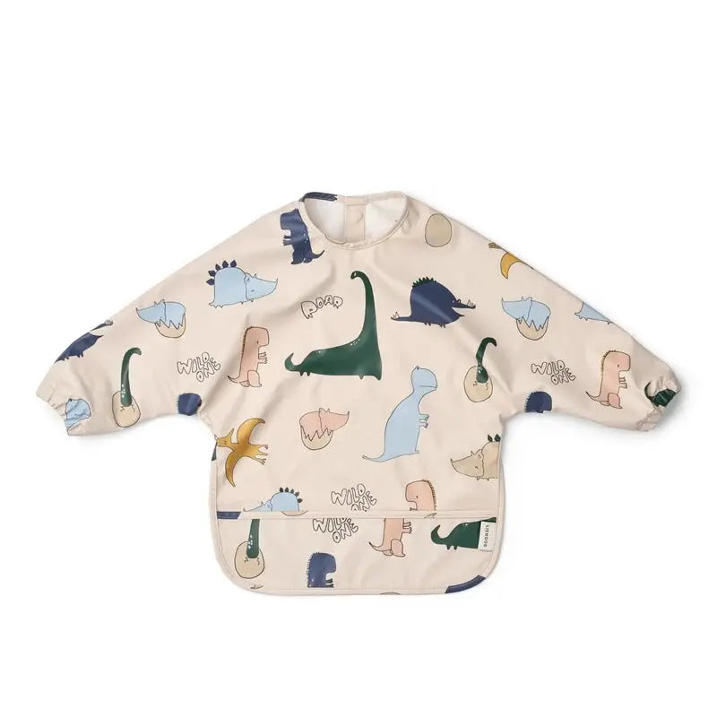LIEWOOD bib Merle dino roar sandy on beige with playful dinosaur prints