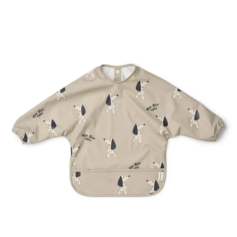 LIEWOOD bavoir MERLE dakota dog mist beige long-sleeve bib with dog print