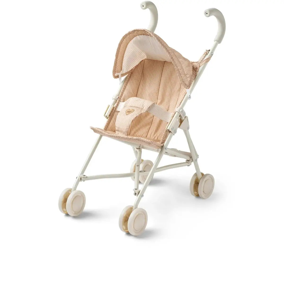 Poussette poupée LIEWOOD Elsie en stripe pale Tuscany crème, cadre crème et 4 roues beiges.