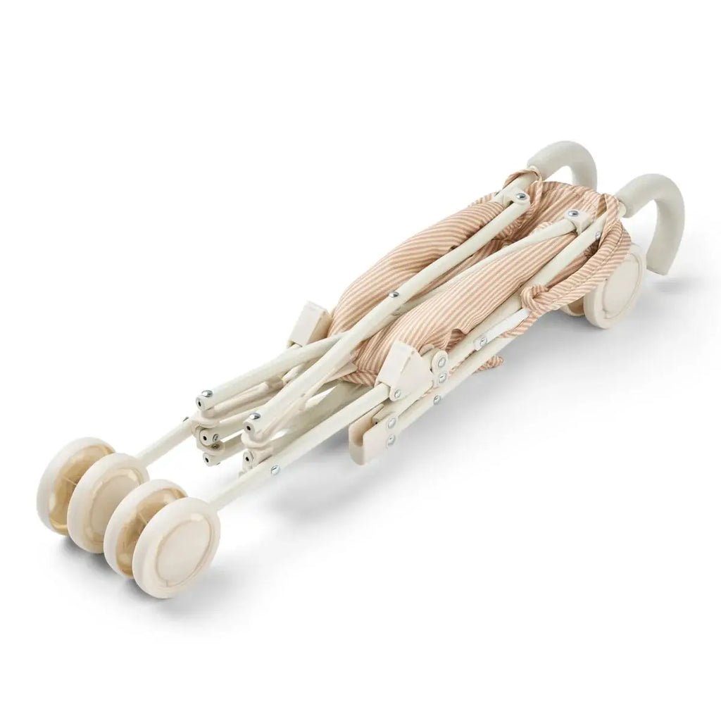 Poussette poupée Elsie LIEWOOD en stripe pale tuscany creme, pliable, 3 roues