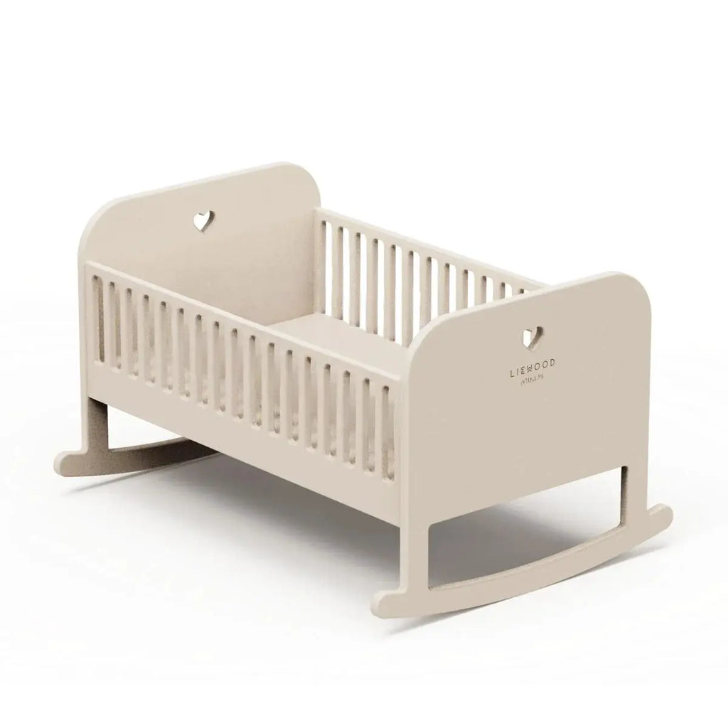 Lit poupée Hennie sandy, berceau pour poupées en bois beige par LIEWOOD