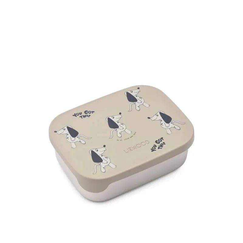 LIEWOOD lunchbox Arthur/Dakota dog mist, beige lid with playful dachshund illustrations