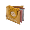 FABELAB mon premier album photo soft fabric photo album with plush circular frame and mustard yellow cover