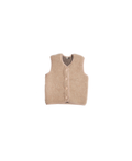 Gilet sans manches ALWERO en laine teddy sand-brown, boutons beiges, Citron Grenadine