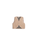 Gilet en laine Lulu tan pour bébé, Citron Grenadine, extérieur beige peluche avec doublure gris