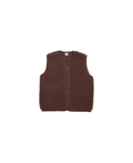 Gilet sans manches Tyb en laine chocolat, Citron Grenadine, texture sherpa brun