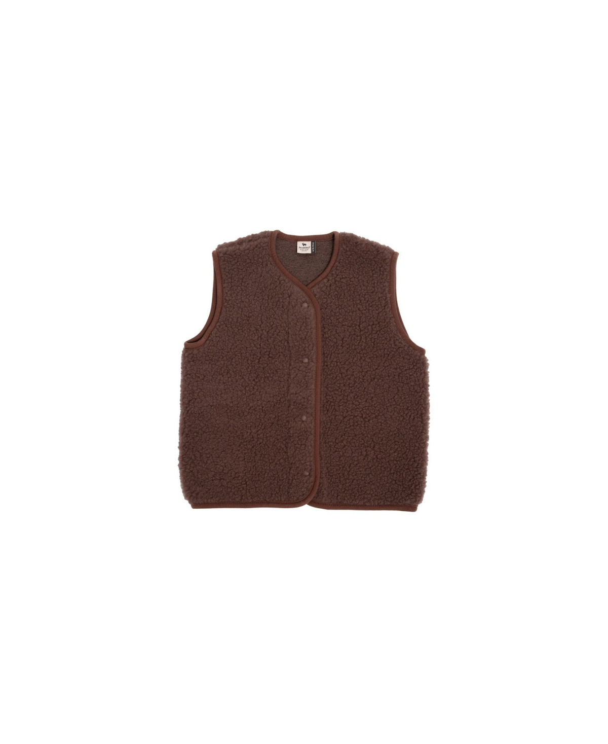 Gilet sans manches Tyb en laine chocolat, Citron Grenadine, texture sherpa brun