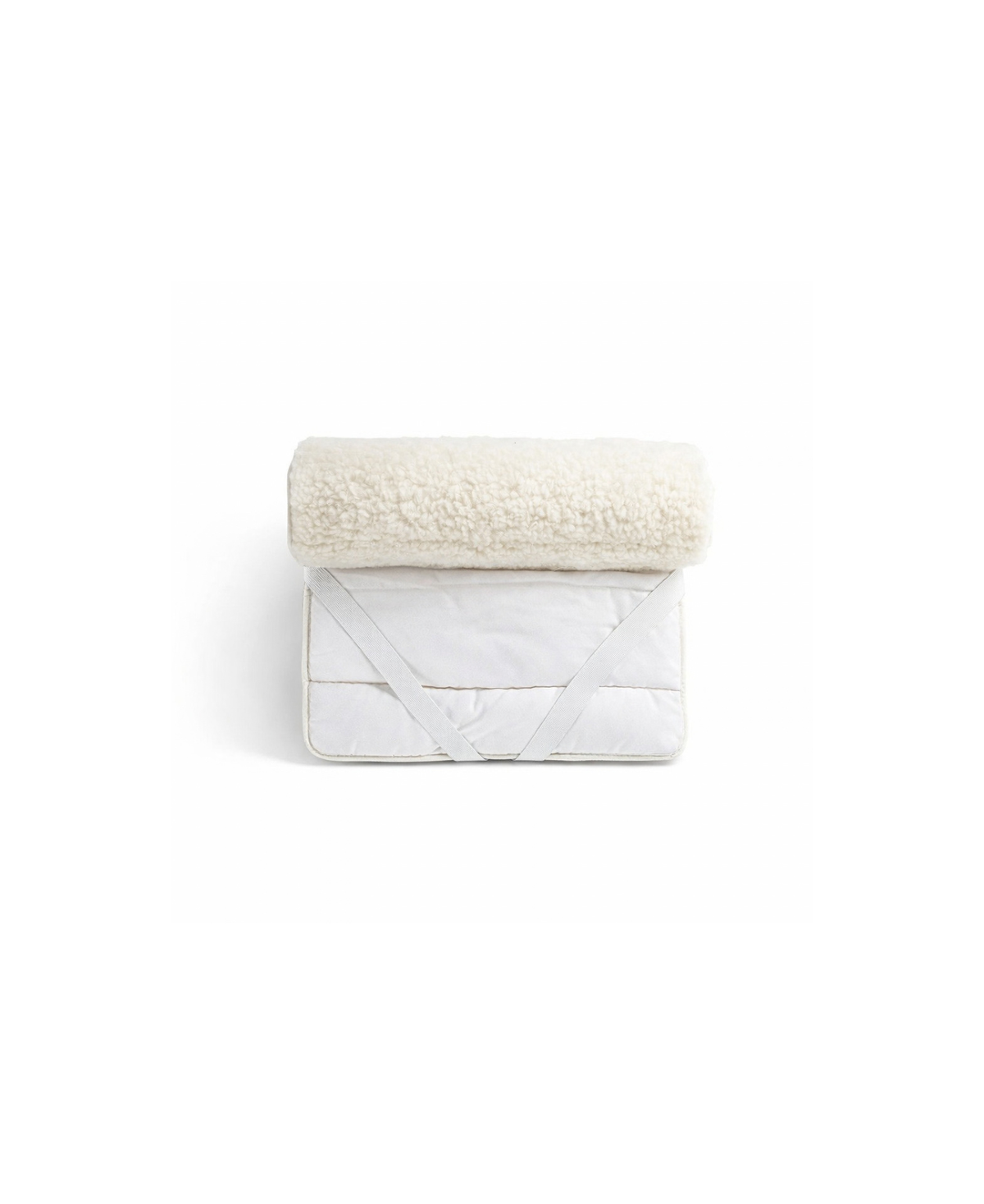 Surmatelas ALWERO Coni laine et coton, topper blanc moelleux en laine, avec sangles de maintien